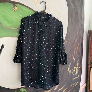 Black Patterned Button Down